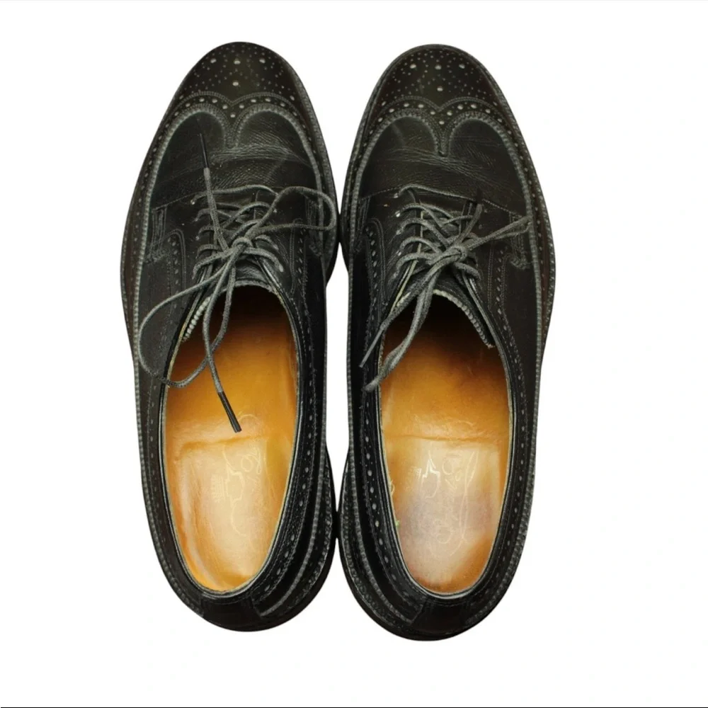 Florsheim Imperial Shell Cordovan 5 Nail Wingtips Brogue Mens 8 D Black Leather